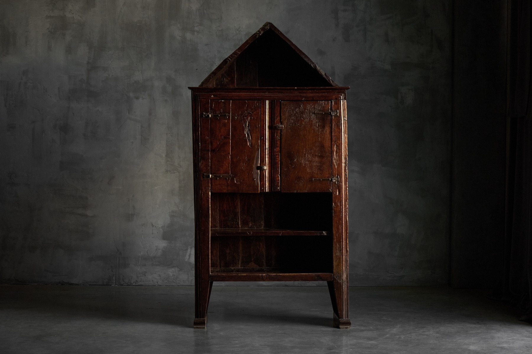 Rustic vernacular cupboard with authentic aged patina