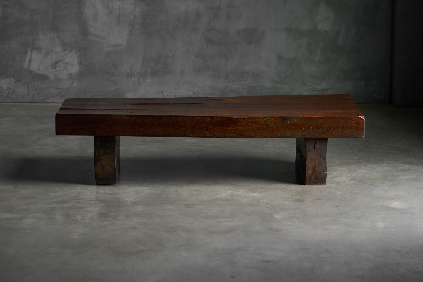 Sculptural brutalist rectangular coffee table from the mid century