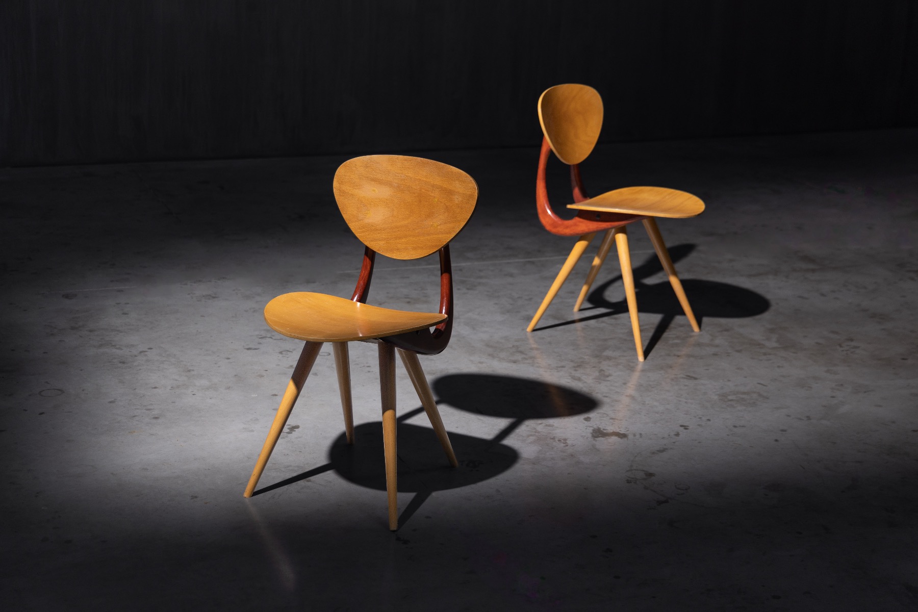 Italian mid century modern chairs with organic silhouette