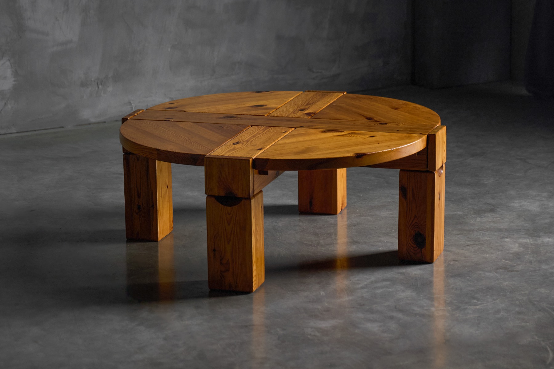 Rustic brutalist coffee table in solid pine