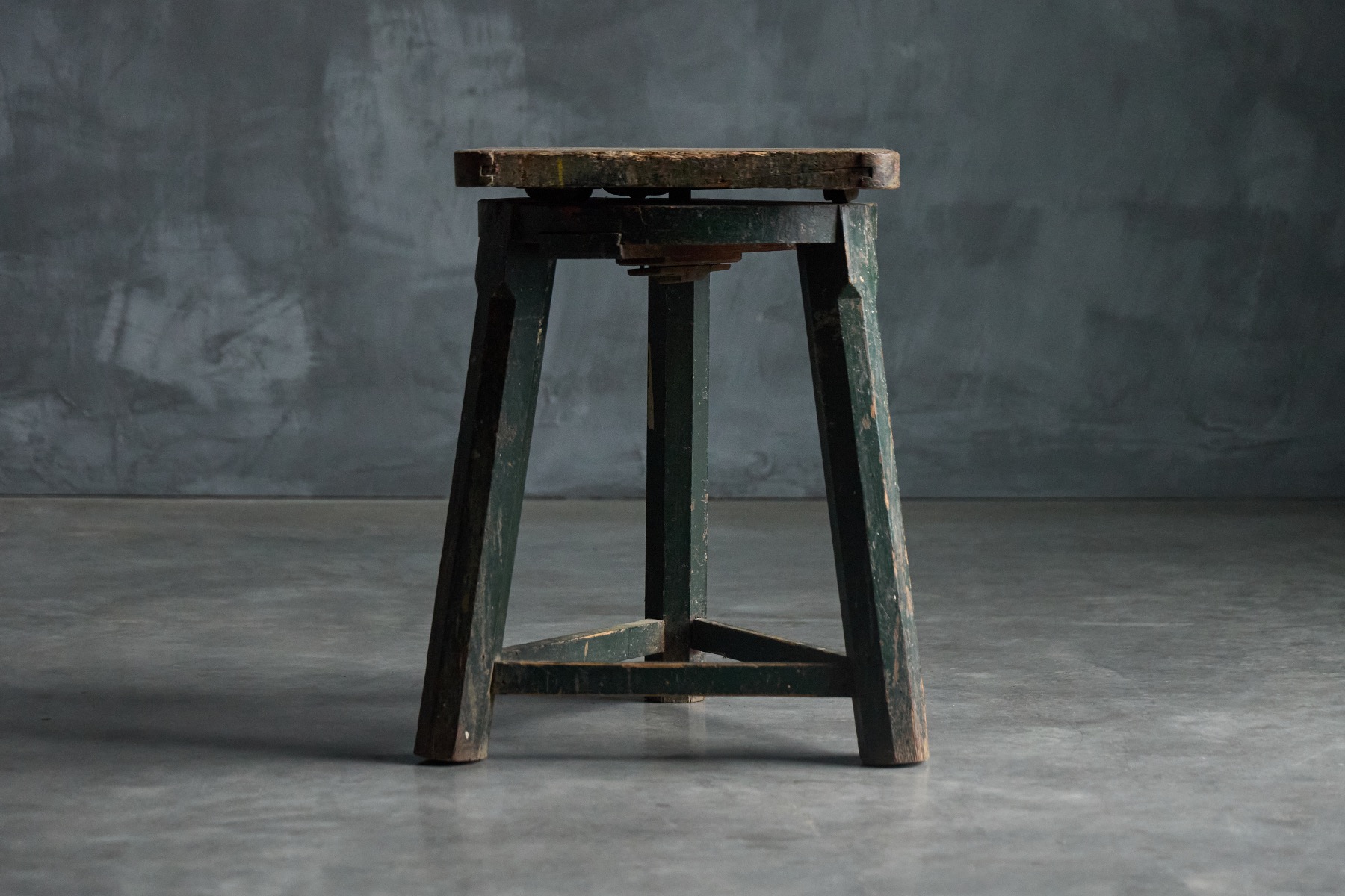 Solid wood industrial seat with historic character