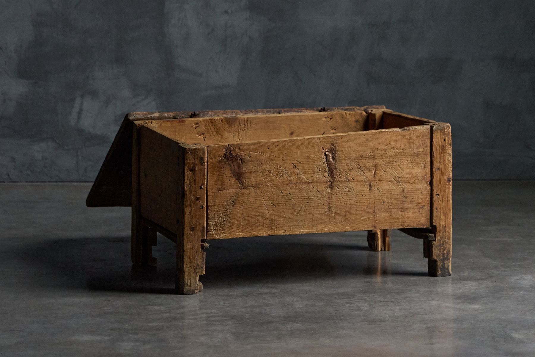 Solid wood primitive storage trunk 19th century