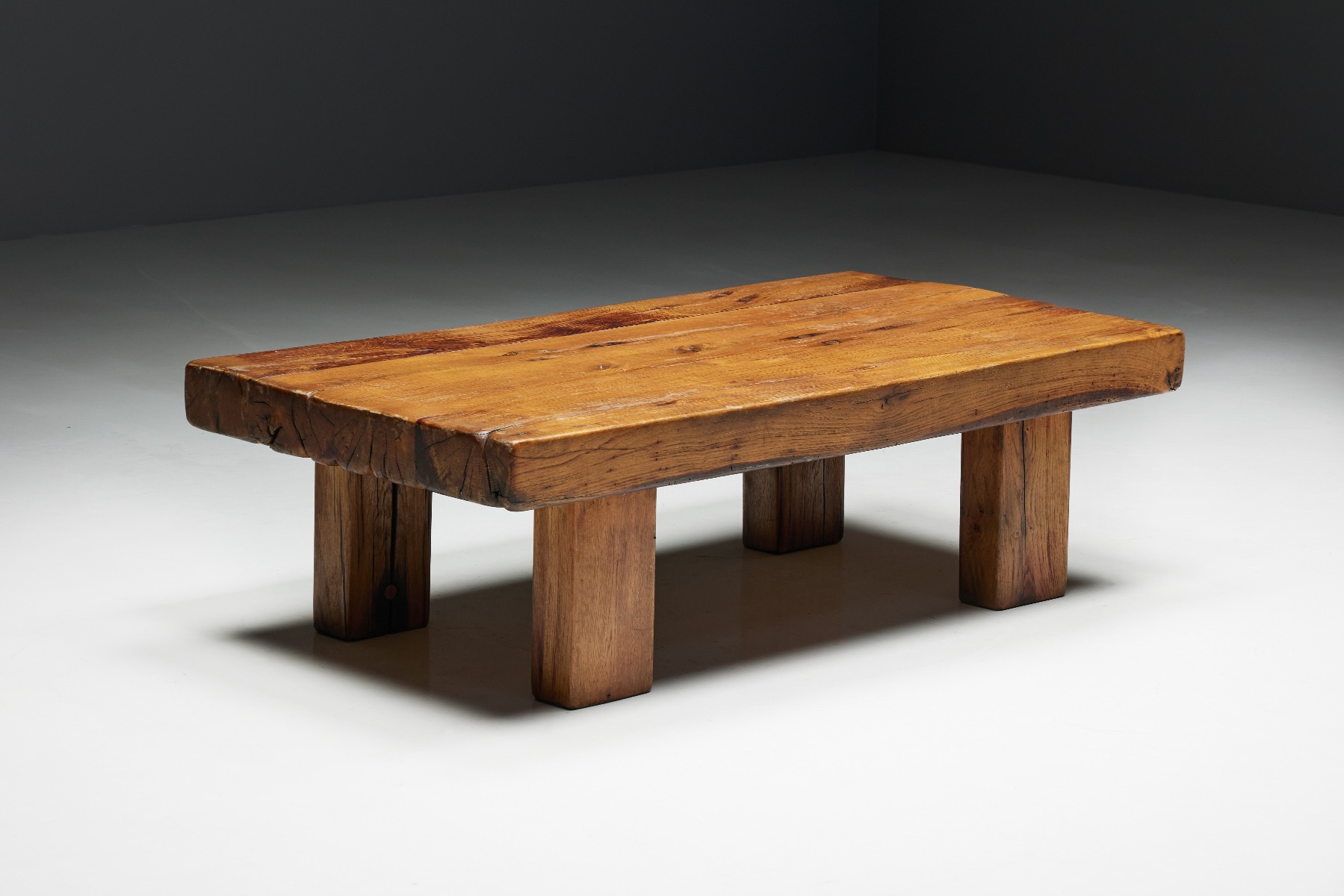 Solid wood rustic coffee table in vintage design