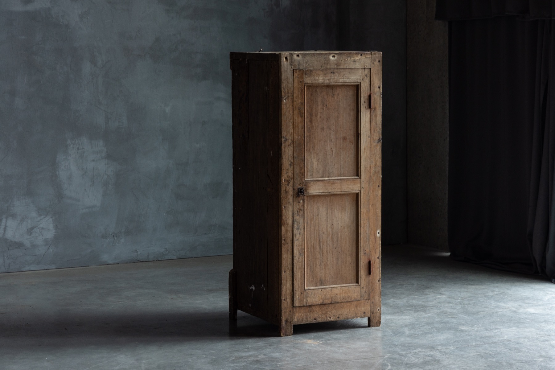 Solid wood primitive cabinet with aged patina