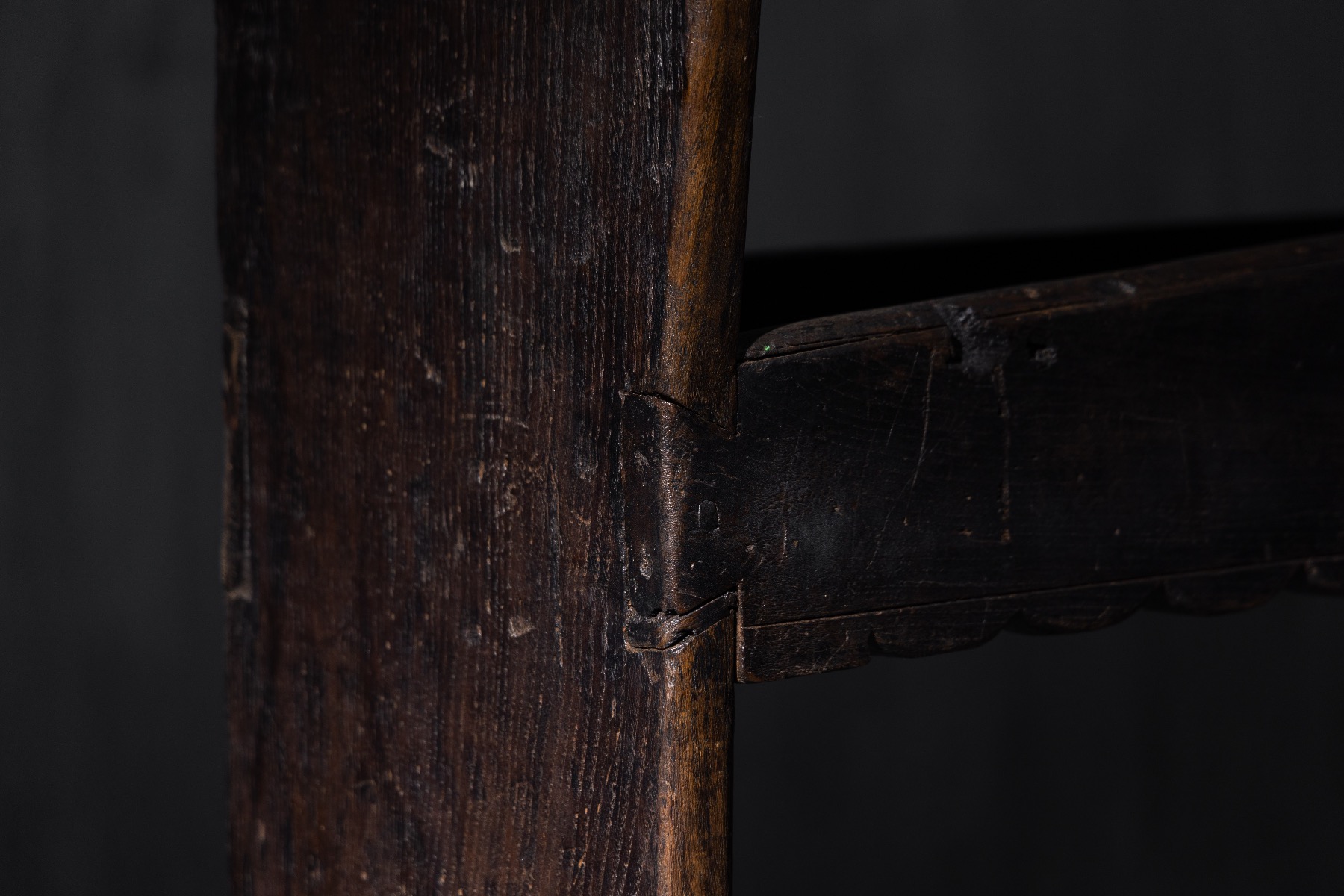 Timeworn antique bookcase with expressive wood grain