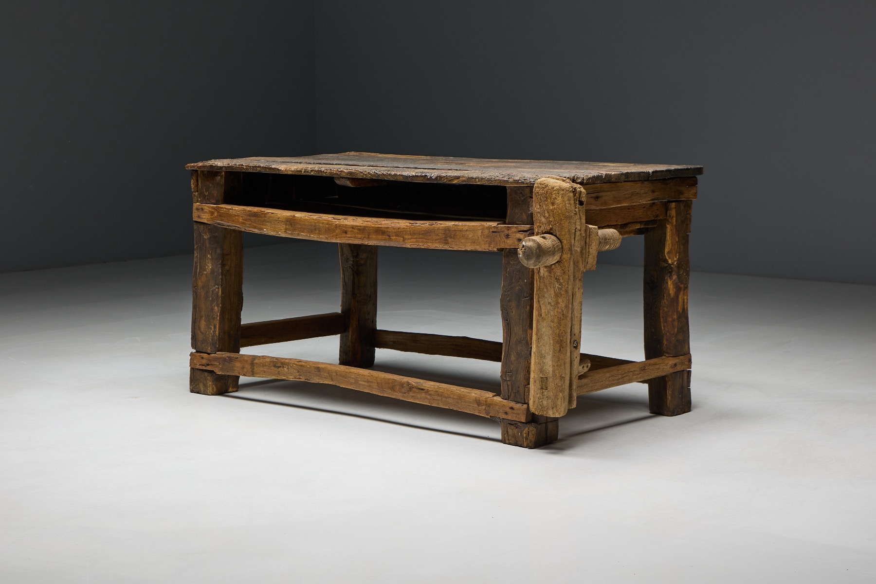 Vernacular wooden working bench 1800s
