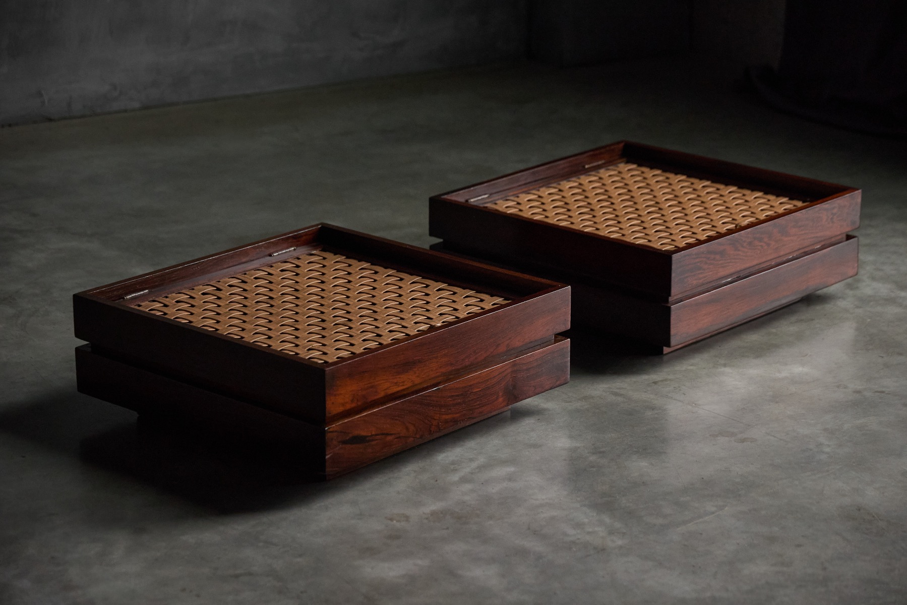 Vintage Brazilian ottomans with sculptural form