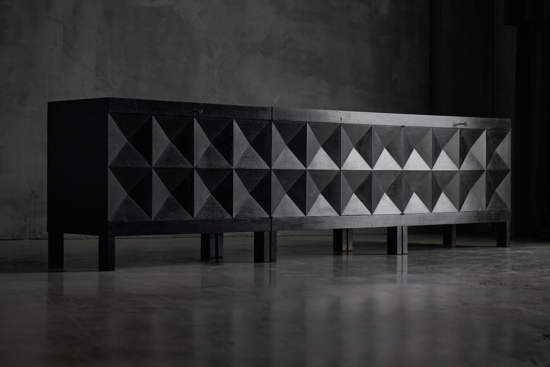 Vintage Belgian sideboard by De Coene in brutalist style