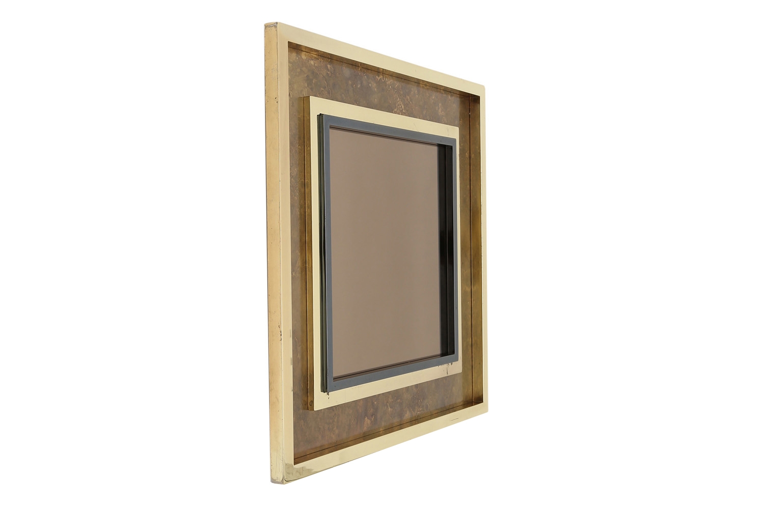 Brass Acid Etched Mirror, Maison Jansen - 1980s