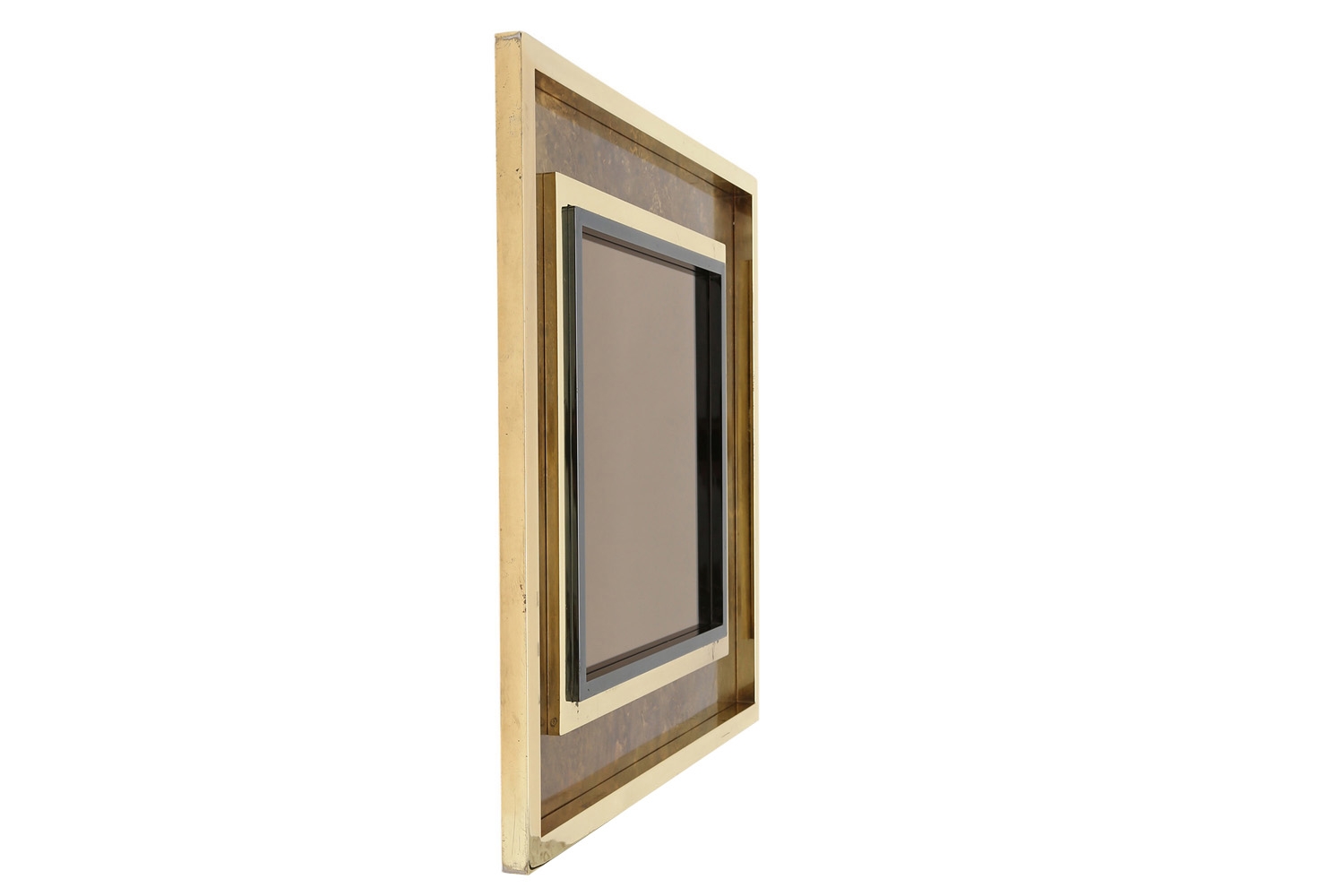Brass Acid Etched Mirror, Maison Jansen - 1980s