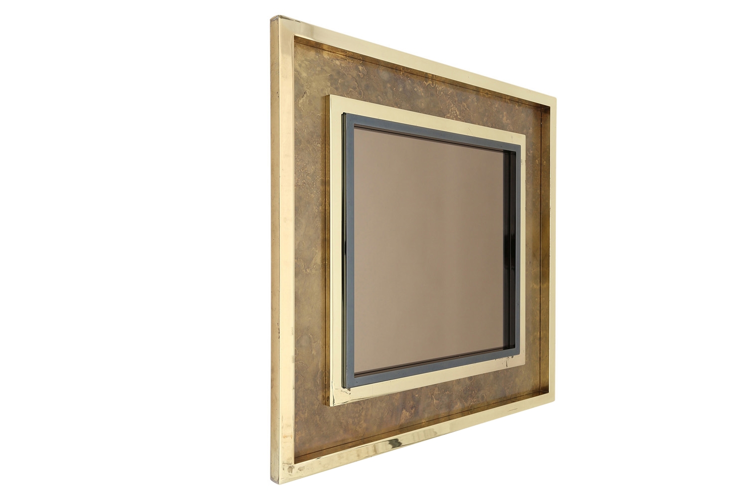 Brass Acid Etched Mirror, Maison Jansen - 1980s
