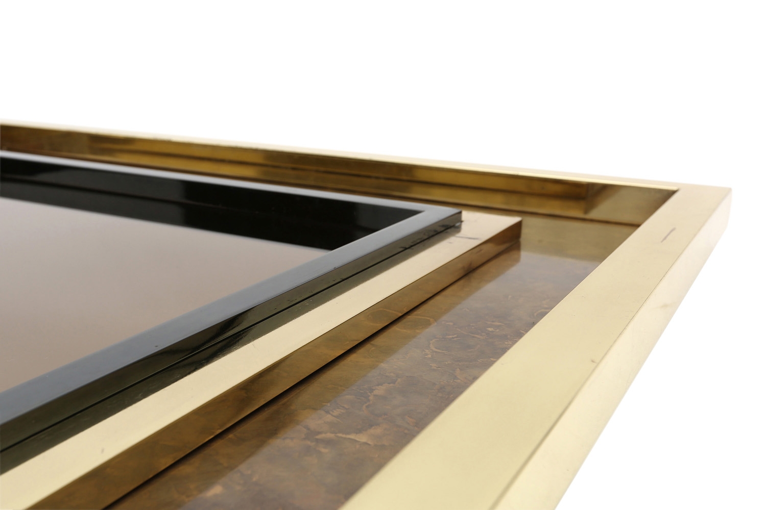 Brass Acid Etched Mirror, Maison Jansen - 1980s