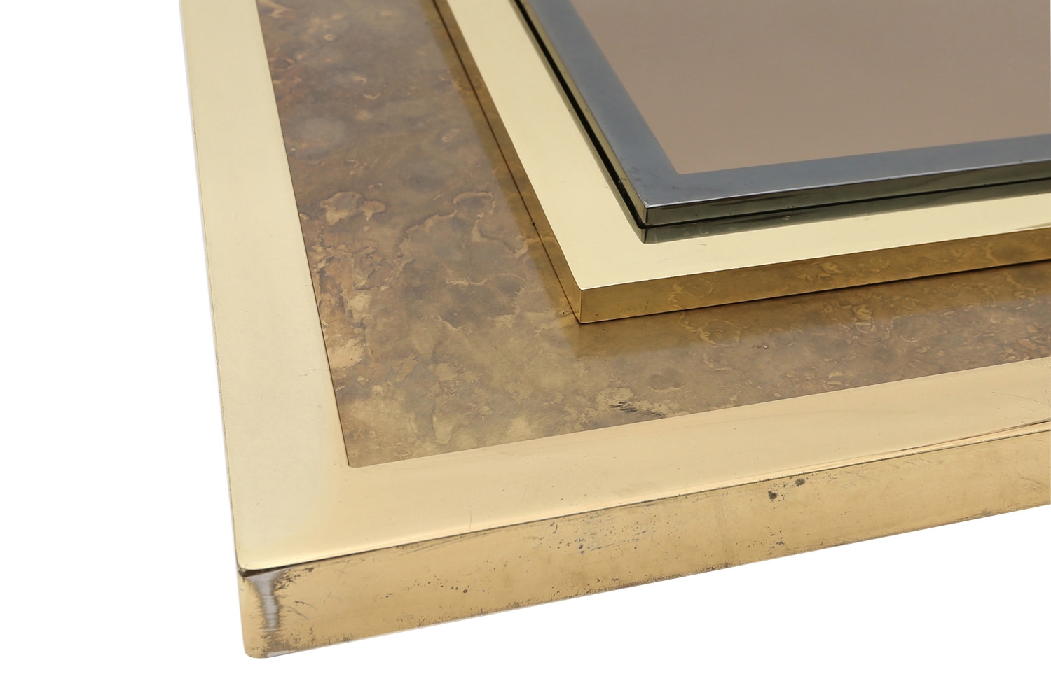 Brass Acid Etched Mirror, Maison Jansen - 1980s