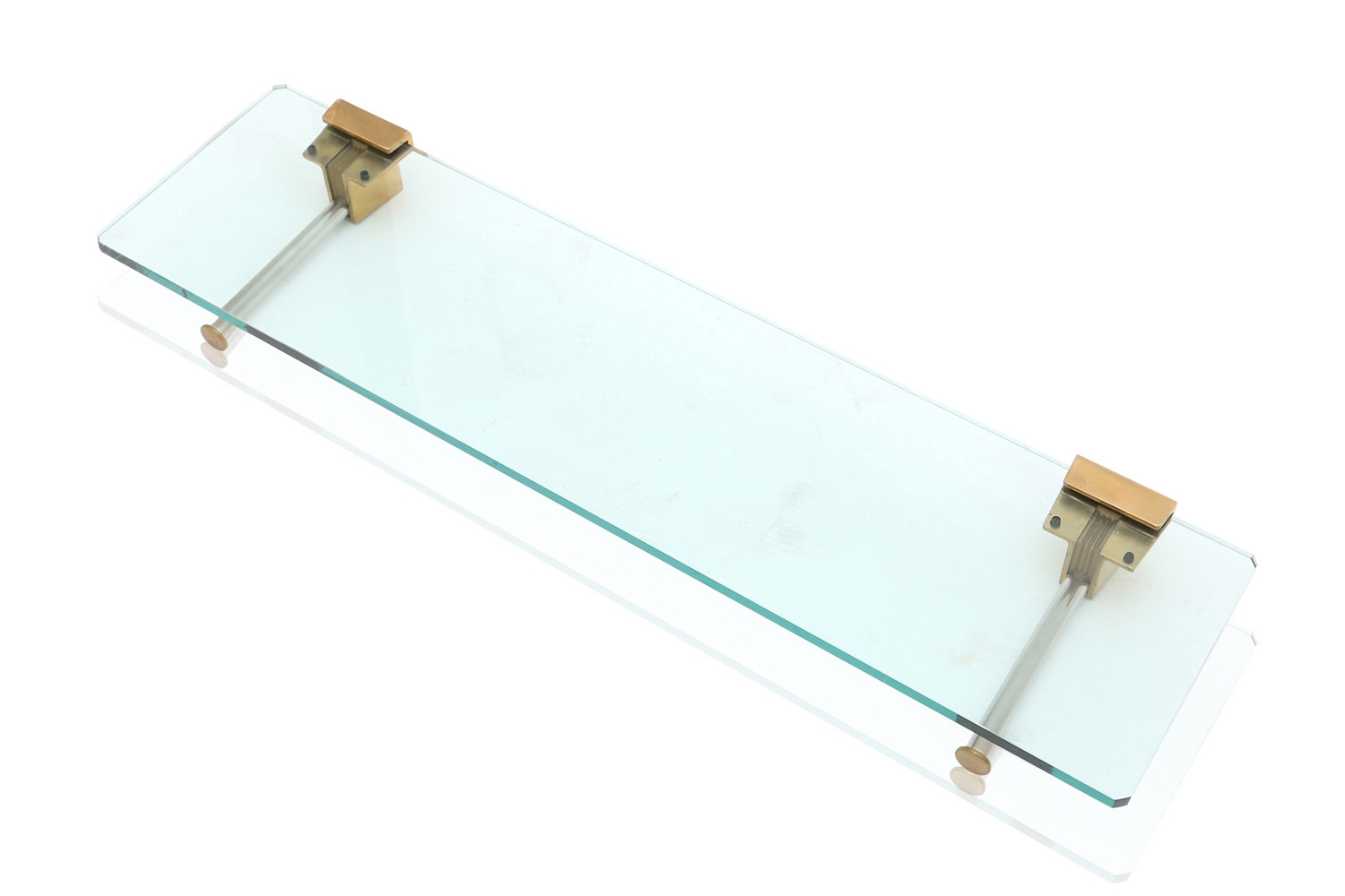 Brass & Glass Wall Mounted Shelve, Ghyczy - 1980s
