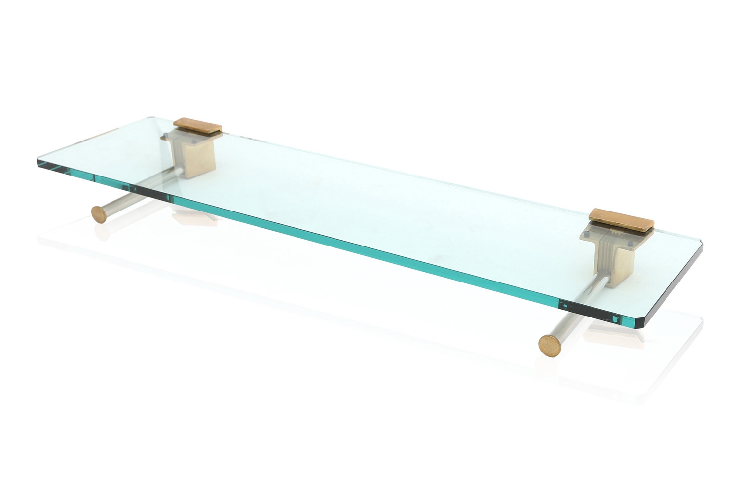 Brass & Glass Wall Mounted Shelve, Ghyczy - 1980s