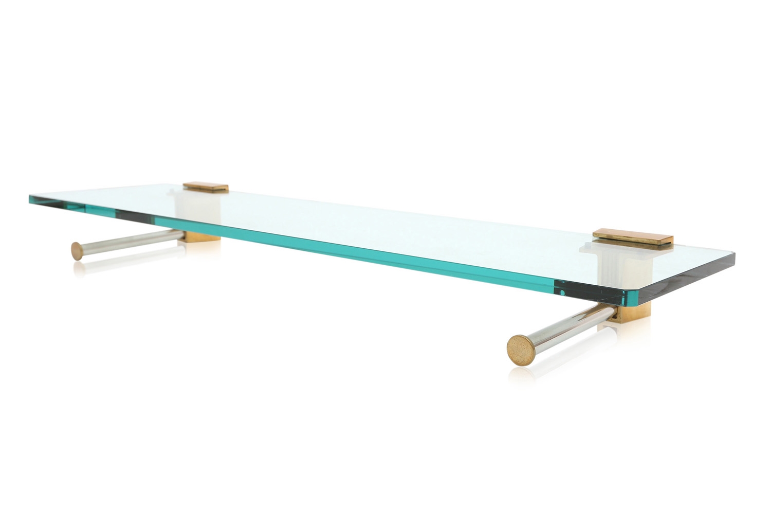 Brass & Glass Wall Mounted Shelve, Ghyczy - 1980s