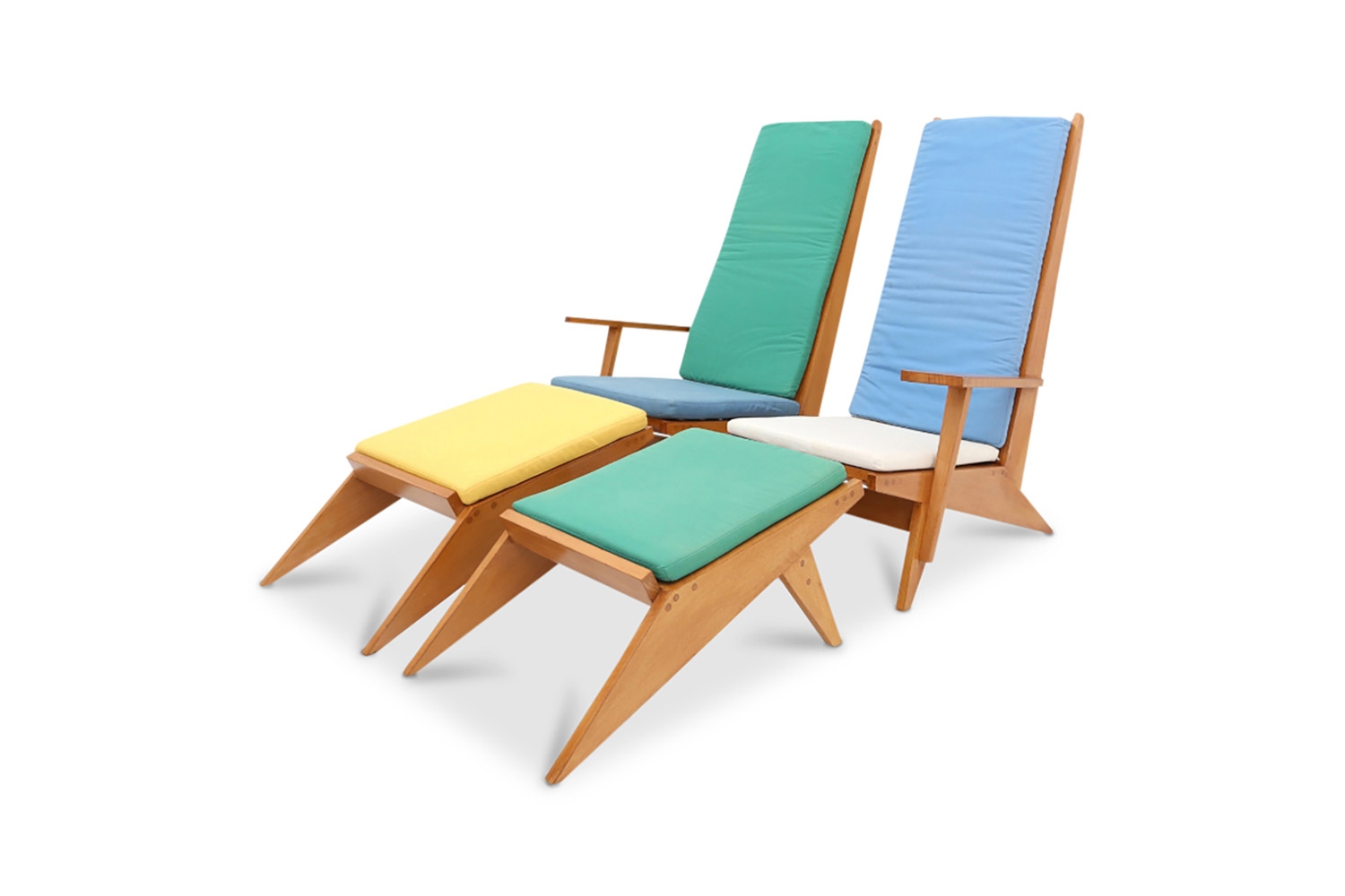 Beech Swimming Pool Lounge Chairs - 1970s