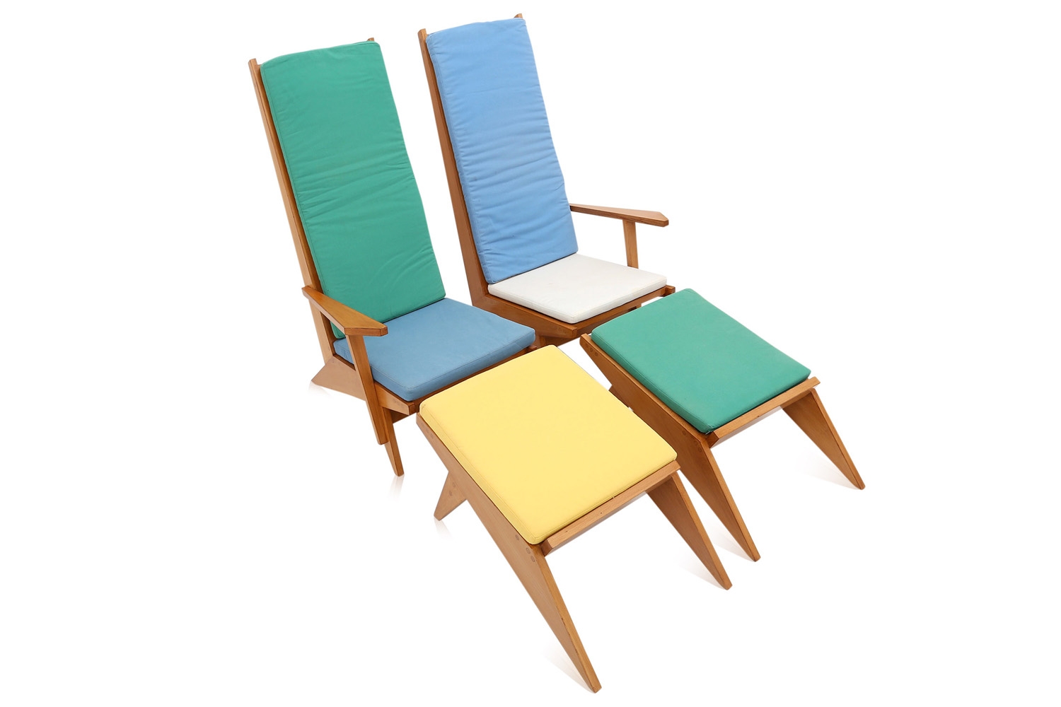 Beech Swimming Pool Lounge Chairs - 1970s