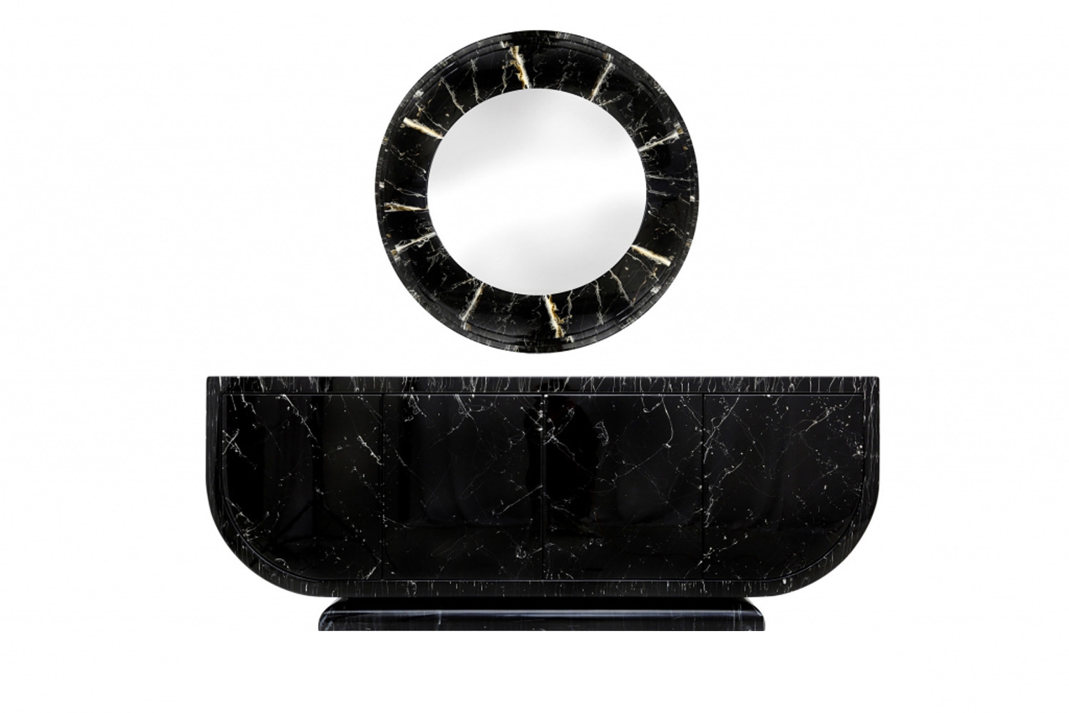 Italian Marble Lacquered Credenza - 1980s