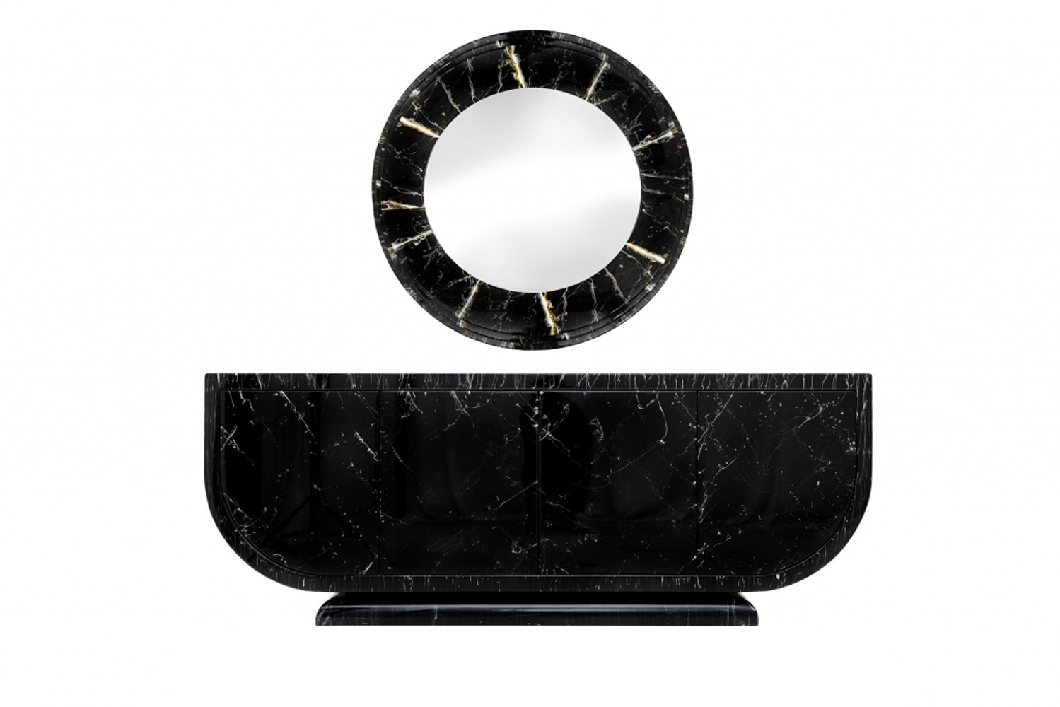 Italian Marble Lacquered Mirror - 1980s