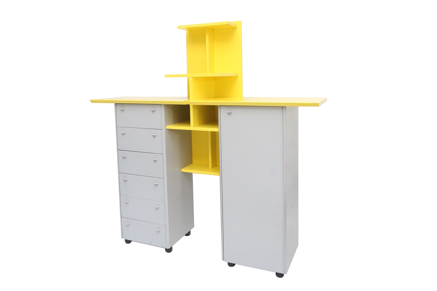 Yellow Memphis Wooden Storage Unit - 1980s