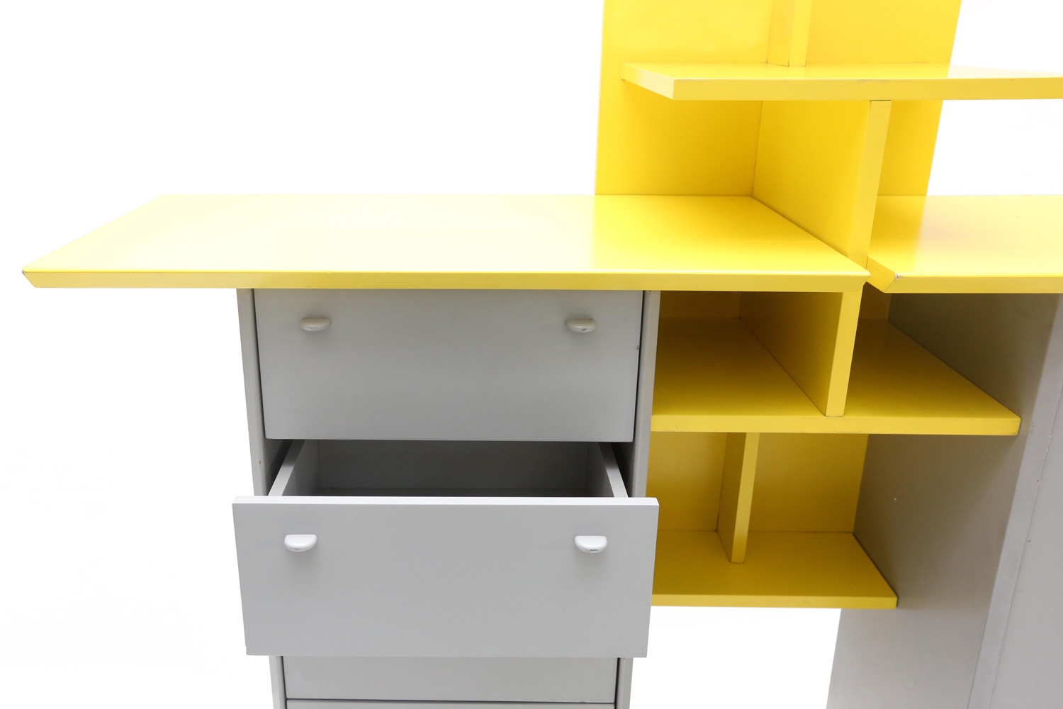Yellow Memphis Wooden Storage Unit - 1980s