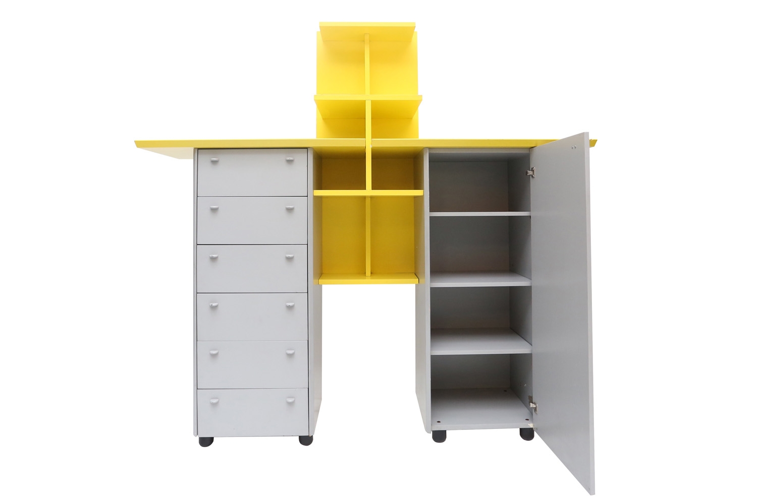 Yellow Memphis Wooden Storage Unit - 1980s