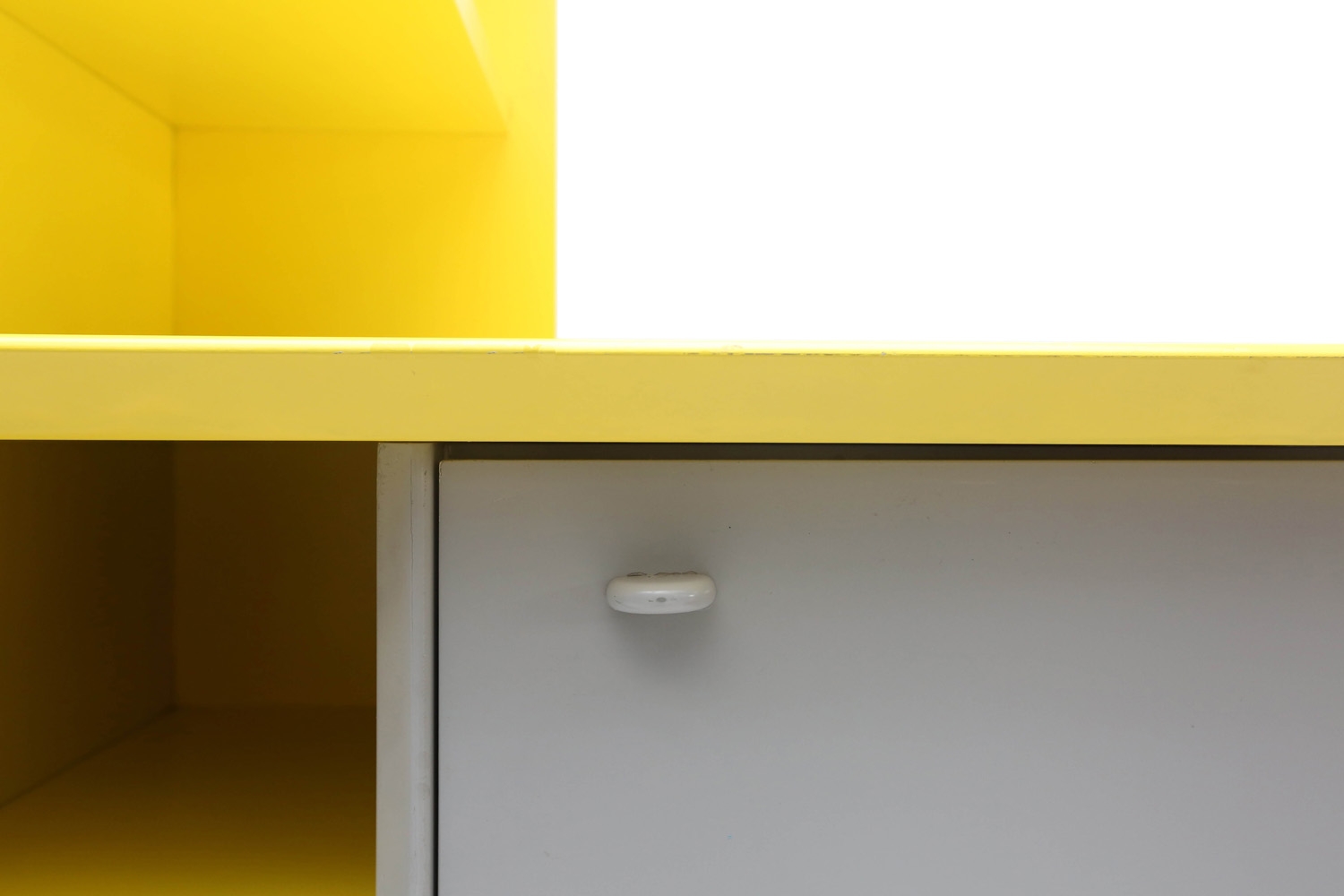 Yellow Memphis Wooden Storage Unit - 1980s