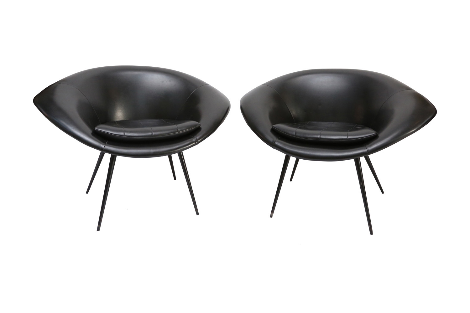 Black French Space Age Oyster Chairs - 1960s