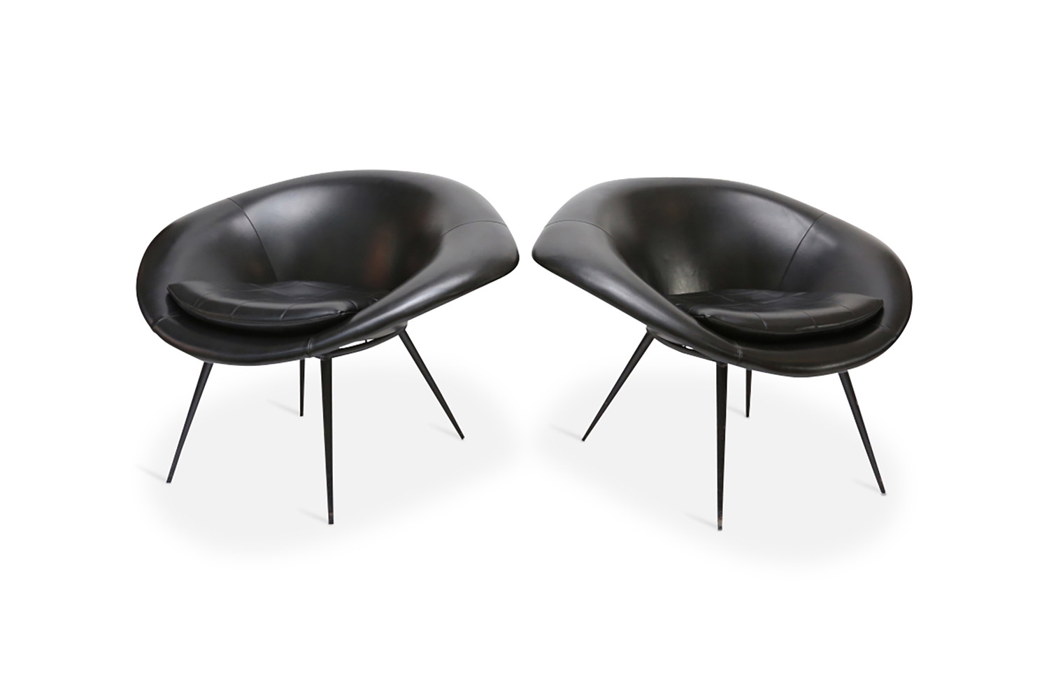 Black French Space Age Oyster Chairs - 1960s