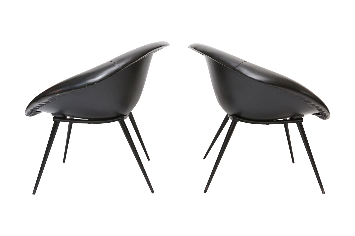 Black French Space Age Oyster Chairs - 1960s