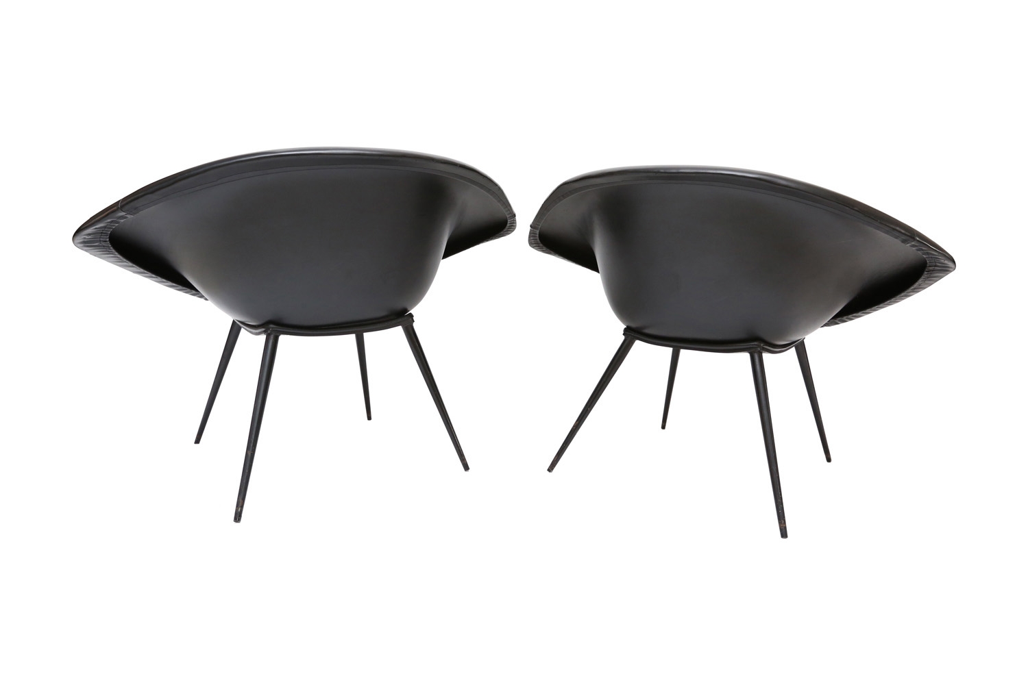 Black French Space Age Oyster Chairs - 1960s