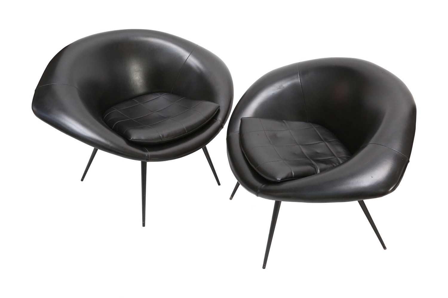 Black French Space Age Oyster Chairs - 1960s