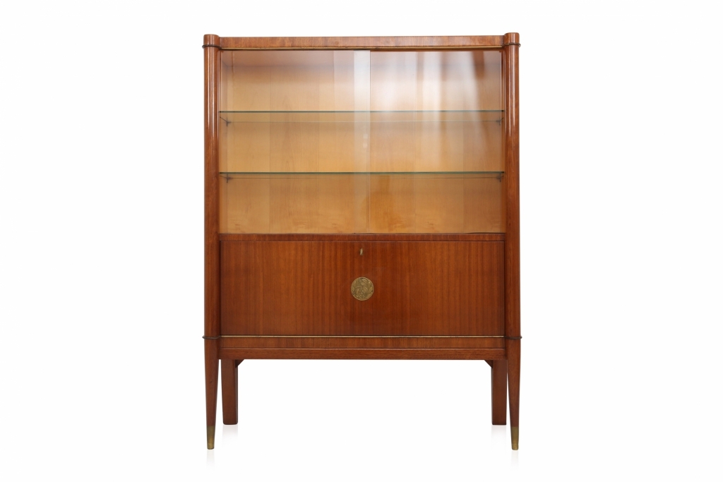 Mahogany Art Deco Vitrine Cabinet, De Coene Frères - 1950s