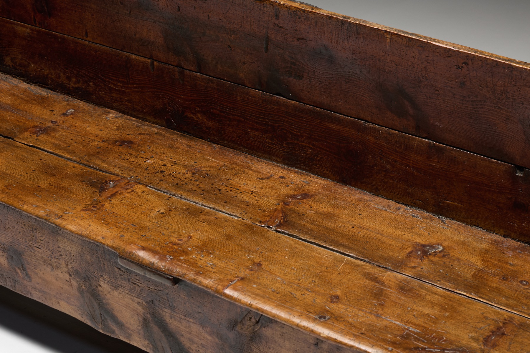 Aged plank farmhouse bench 18th century