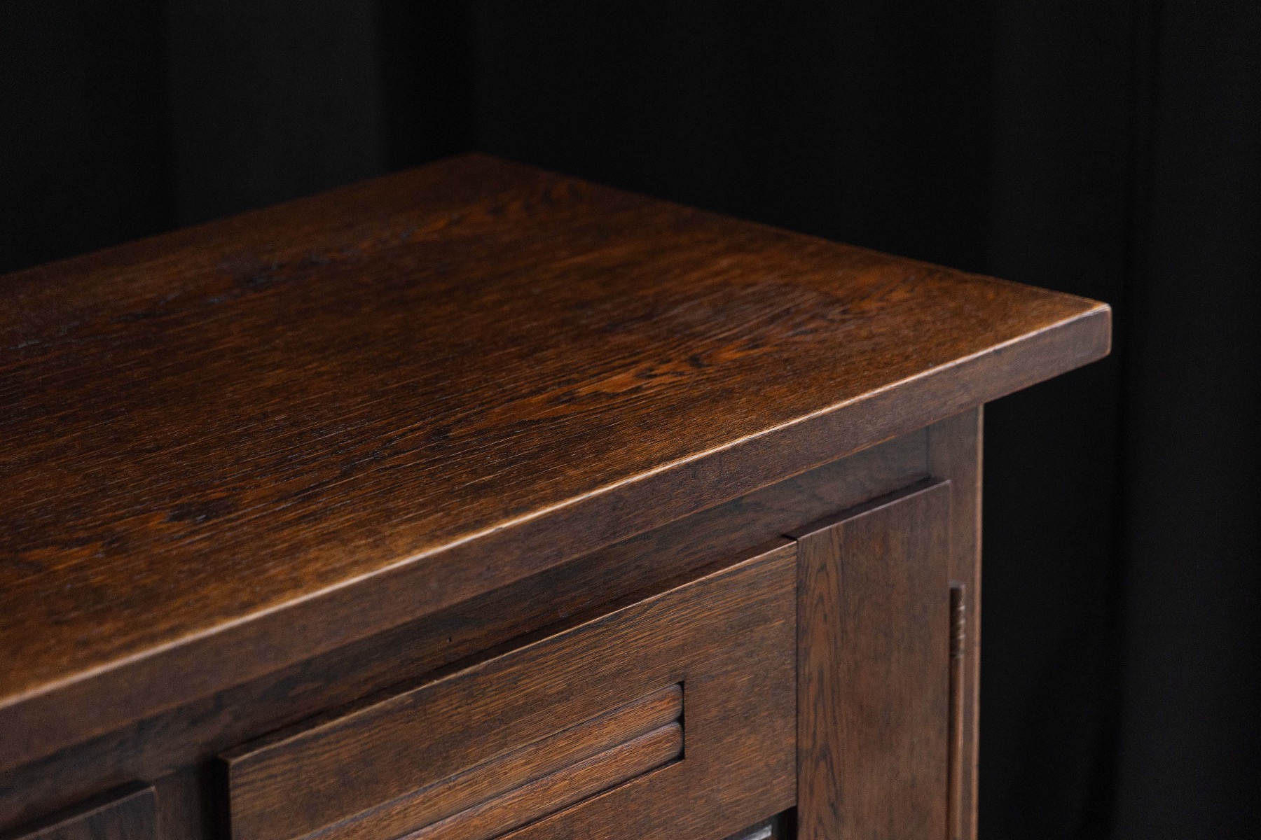 Oak Art Deco cabinet with original brass hardware