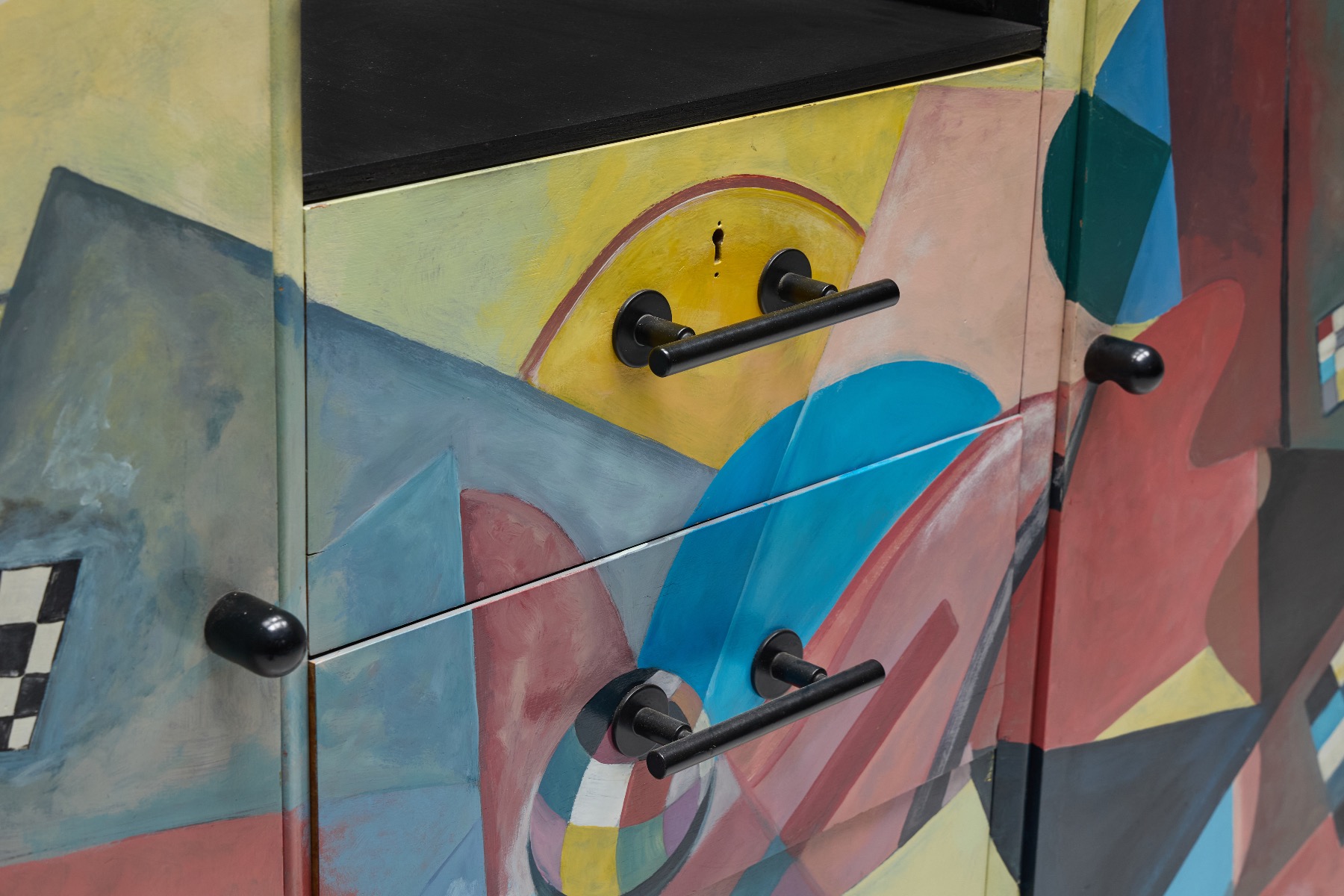 Designer painted buffet in Kandinsky style from the 1980s