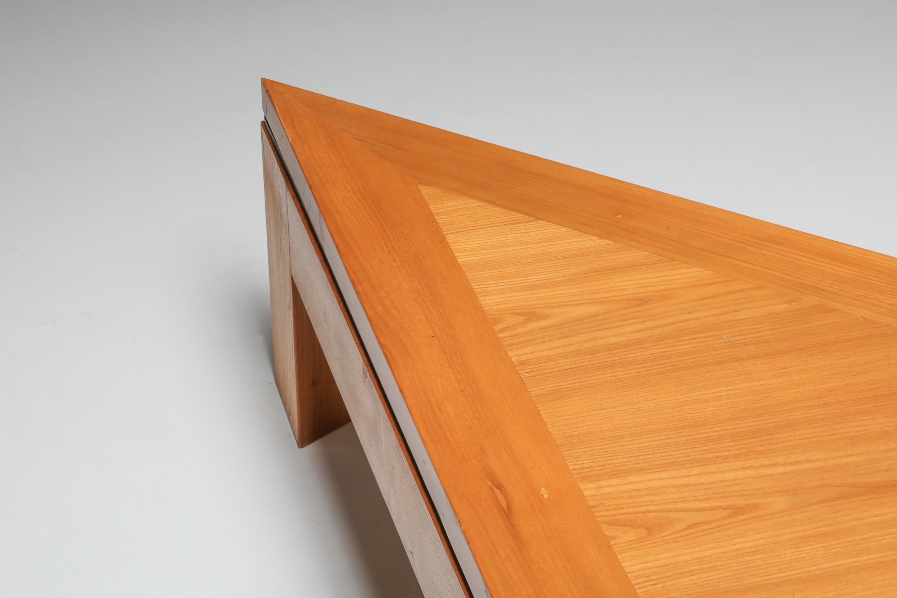 Collectible French elm coffee table from the 1970s