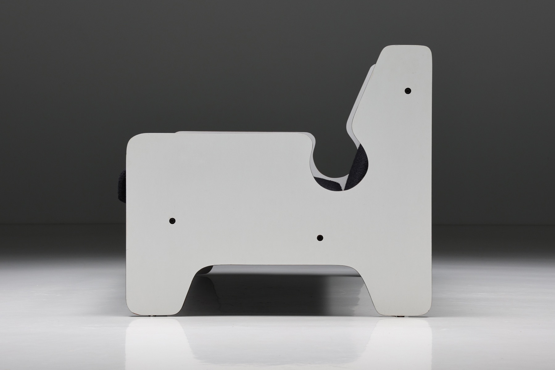 Collectible postmodern sofa in black and white Italian design