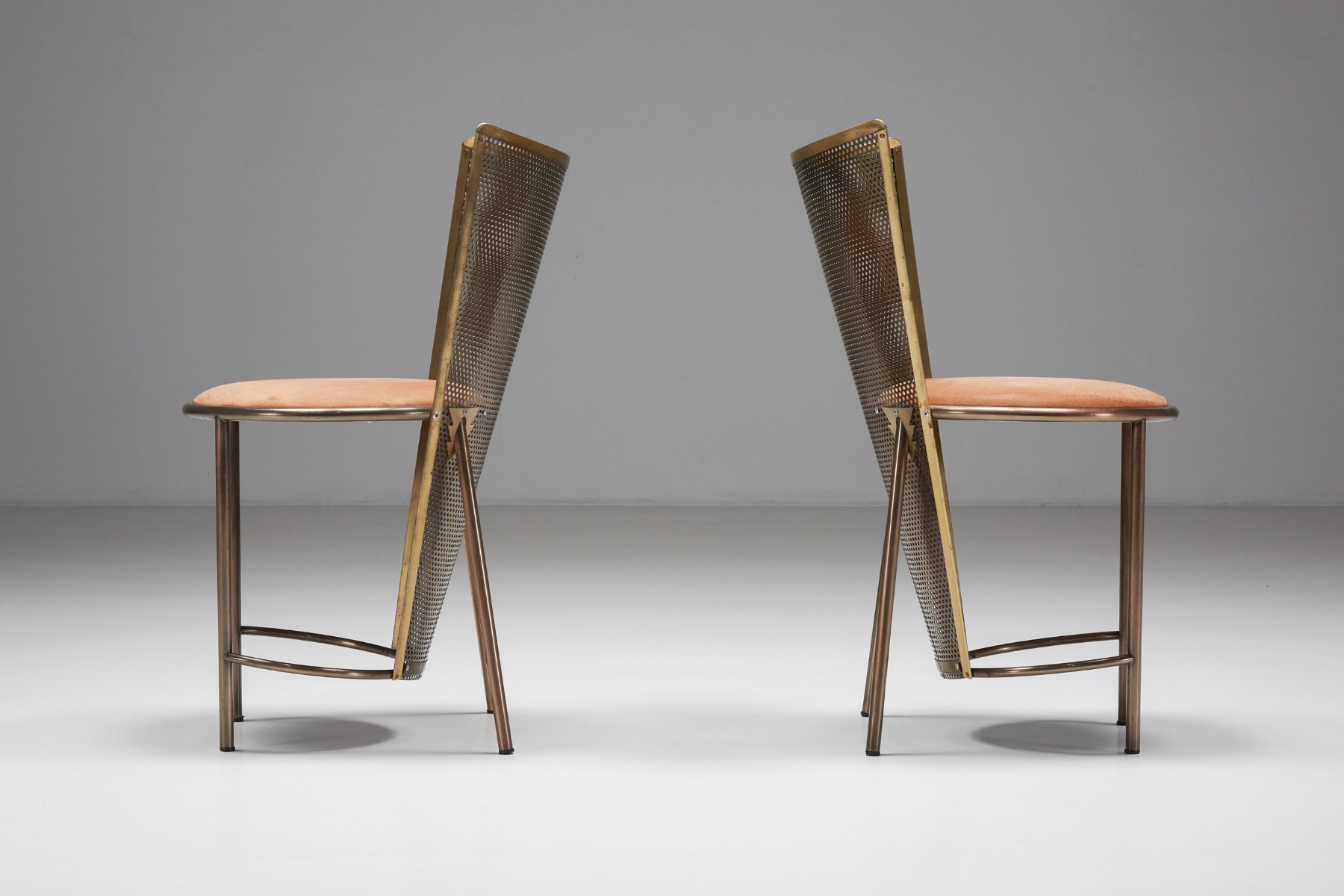 Collectible Frans van Praet brass chairs postmodern style