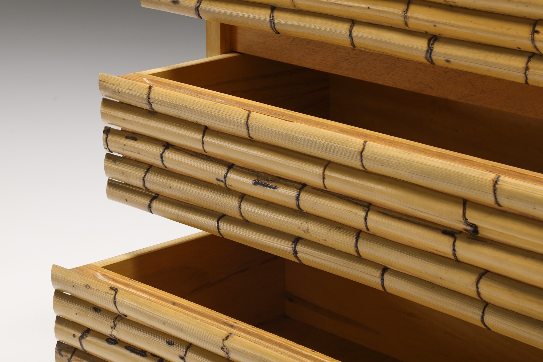 Designer bamboo chest of drawers by Venturini from the 1970s