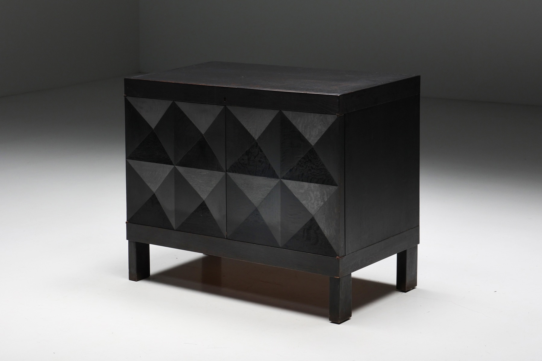 Designer cabinet by De Coene from the 1970s in black oak