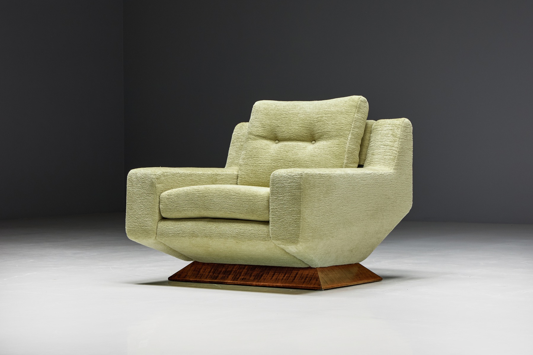 Designer club chairs in Pierre Frey chenille from the 1960s