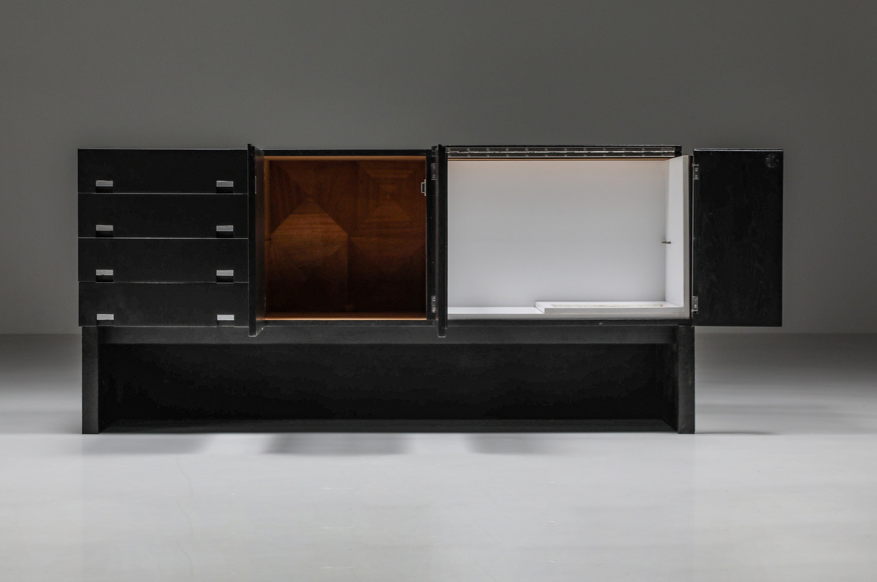 Designer credenza in brutalist style from the 1970s