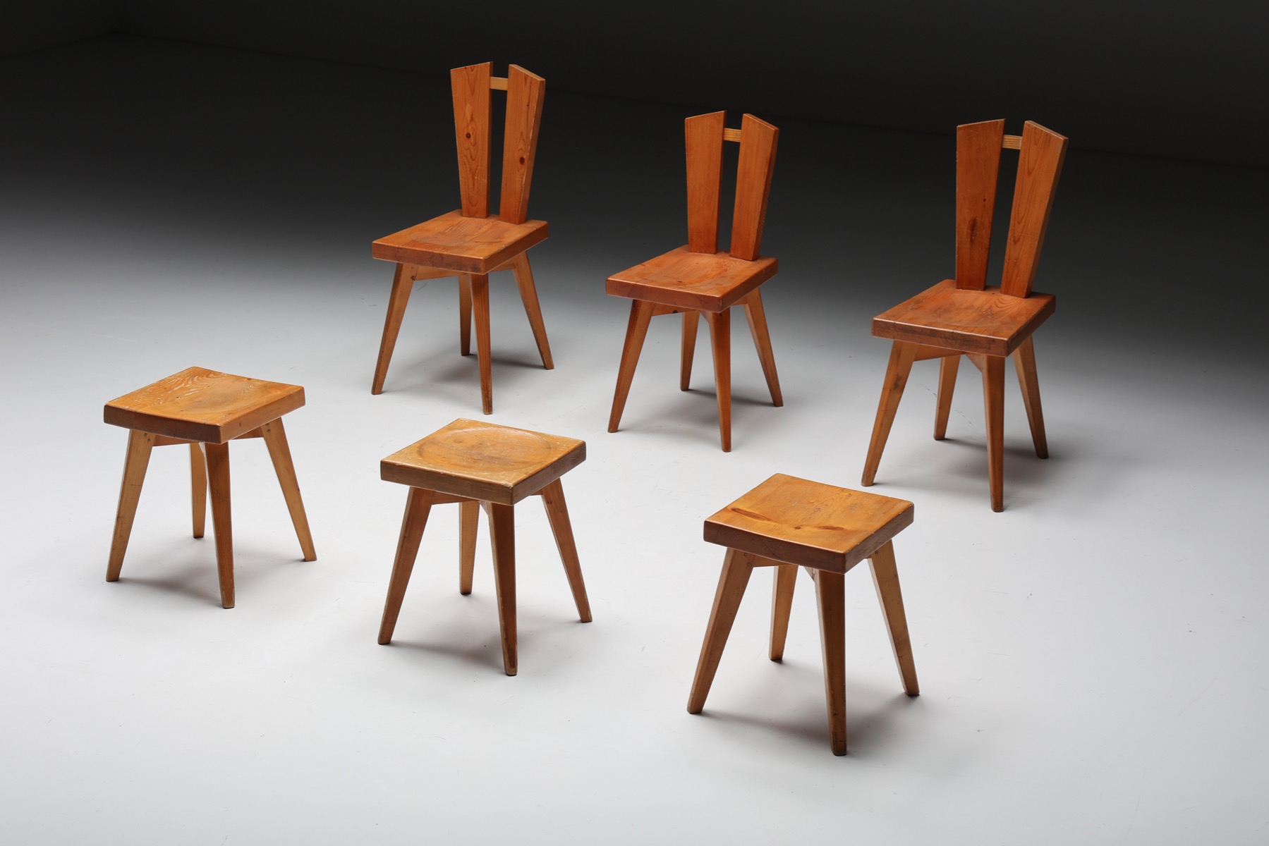 Collectible French dining chairs by Charlotte Perriand and Christian Durupt