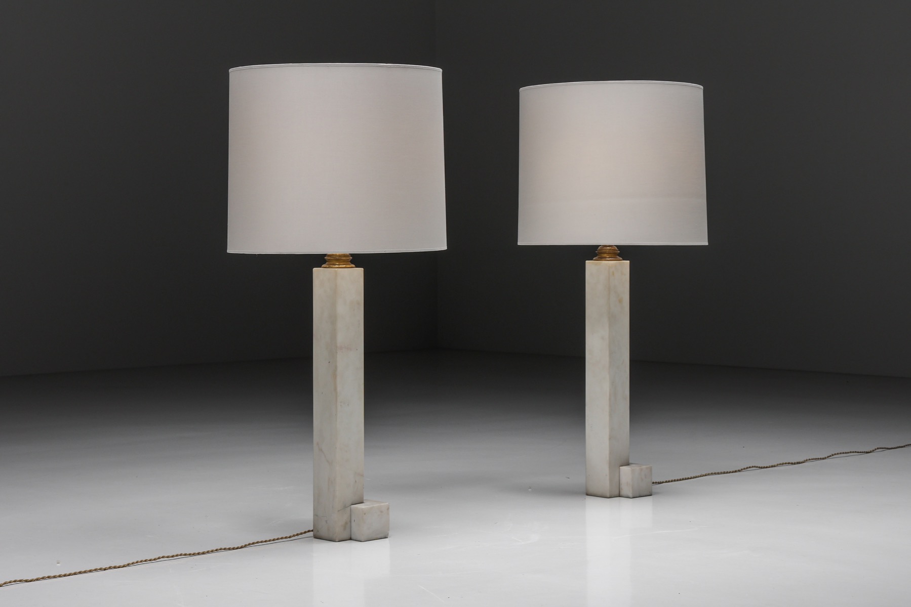 Designer floor lamp in Italian marble and bronze