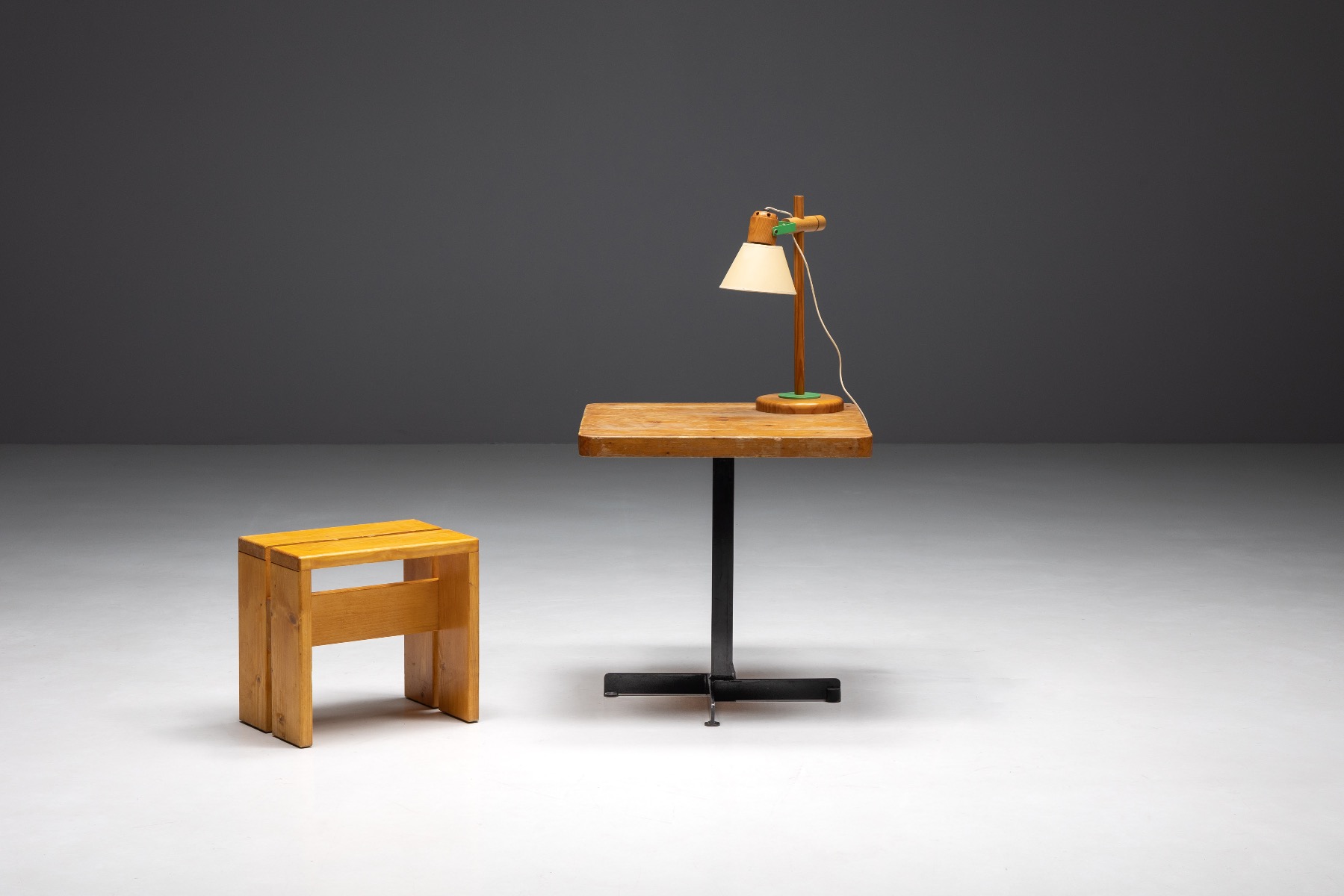 Designer square table by Charlotte Perriand from the 1960s
