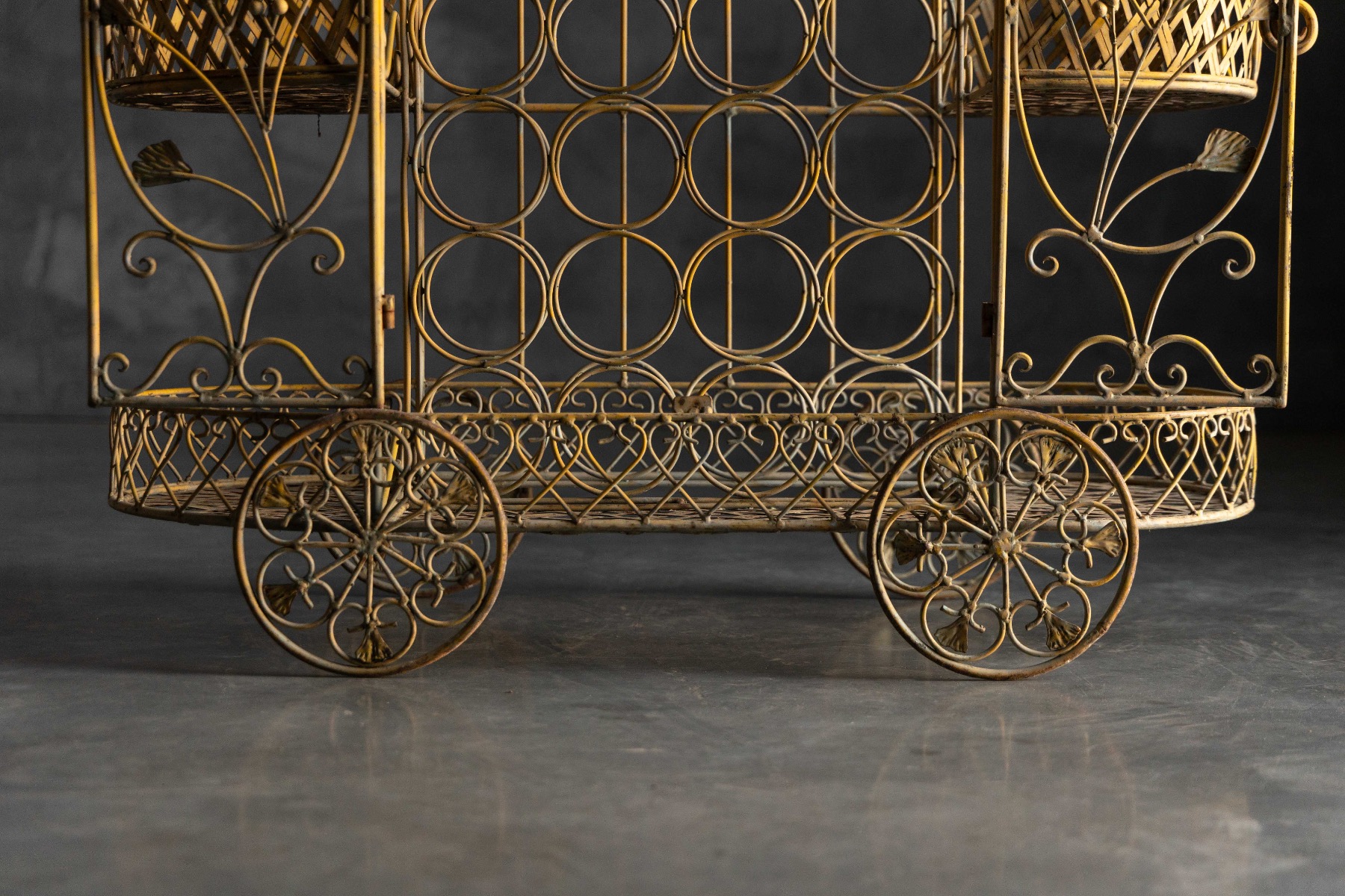 Early 1900s cast iron serving trolley with robust construction