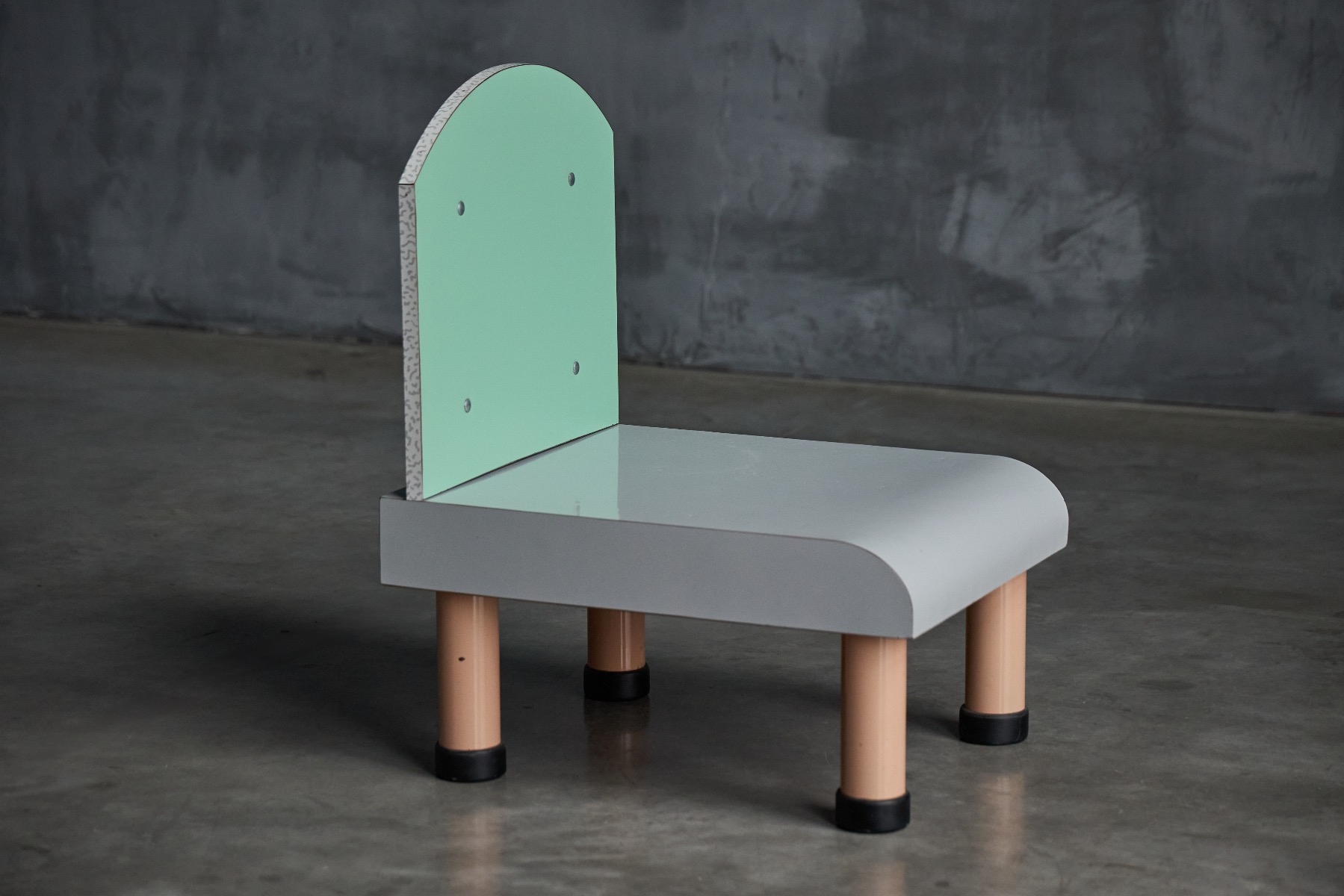 Bold geometric armchair in Sottsass style