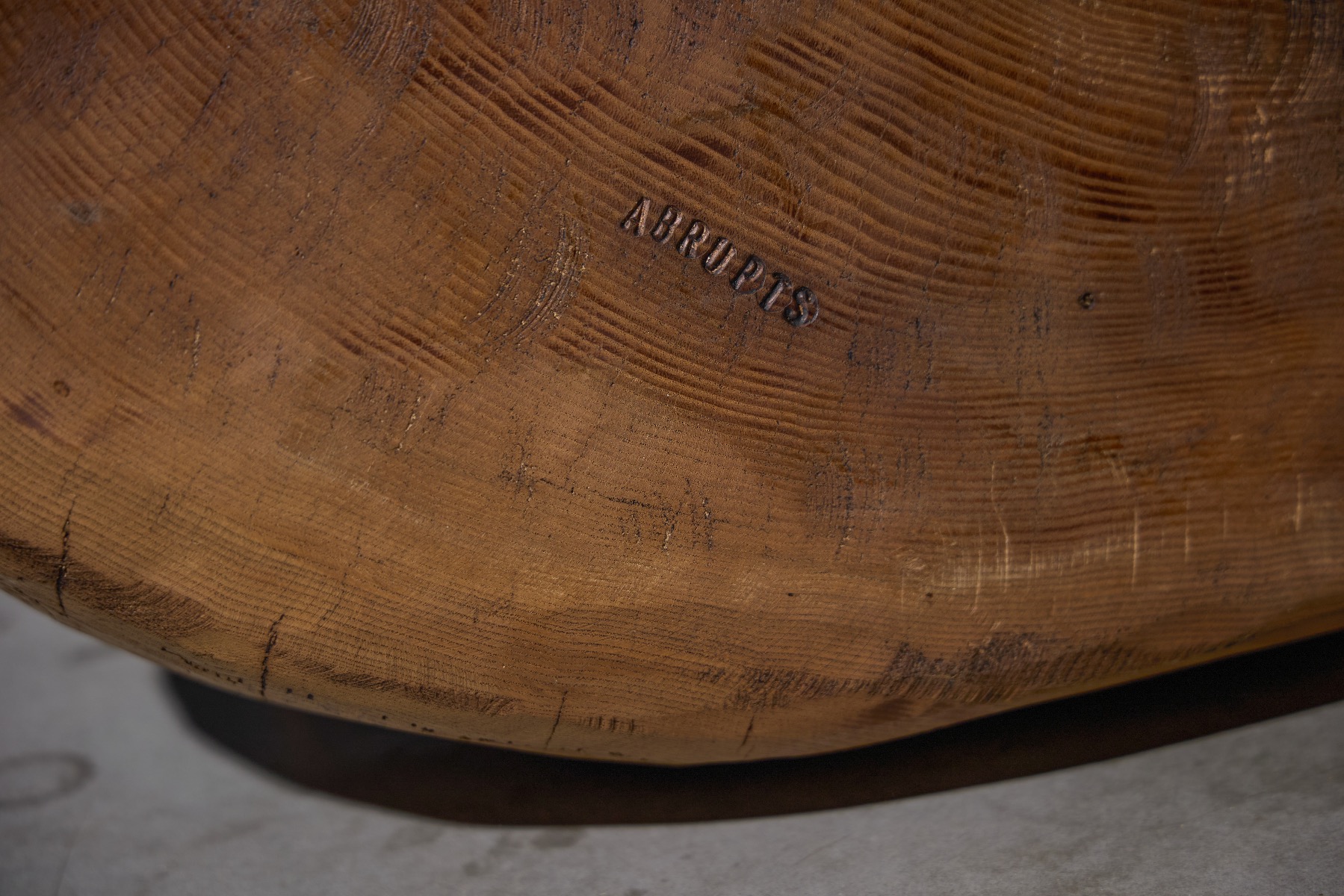 Expressive hand carved coffee table with sculptural mass
